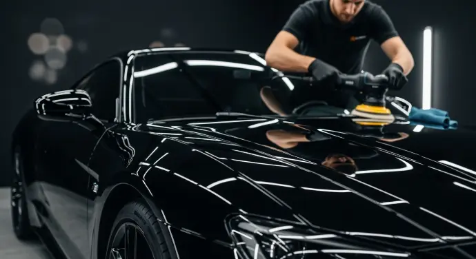 Autodeetailer peseb sõidukit vahu ja veepihustiga SCARION Detailingu Eestis